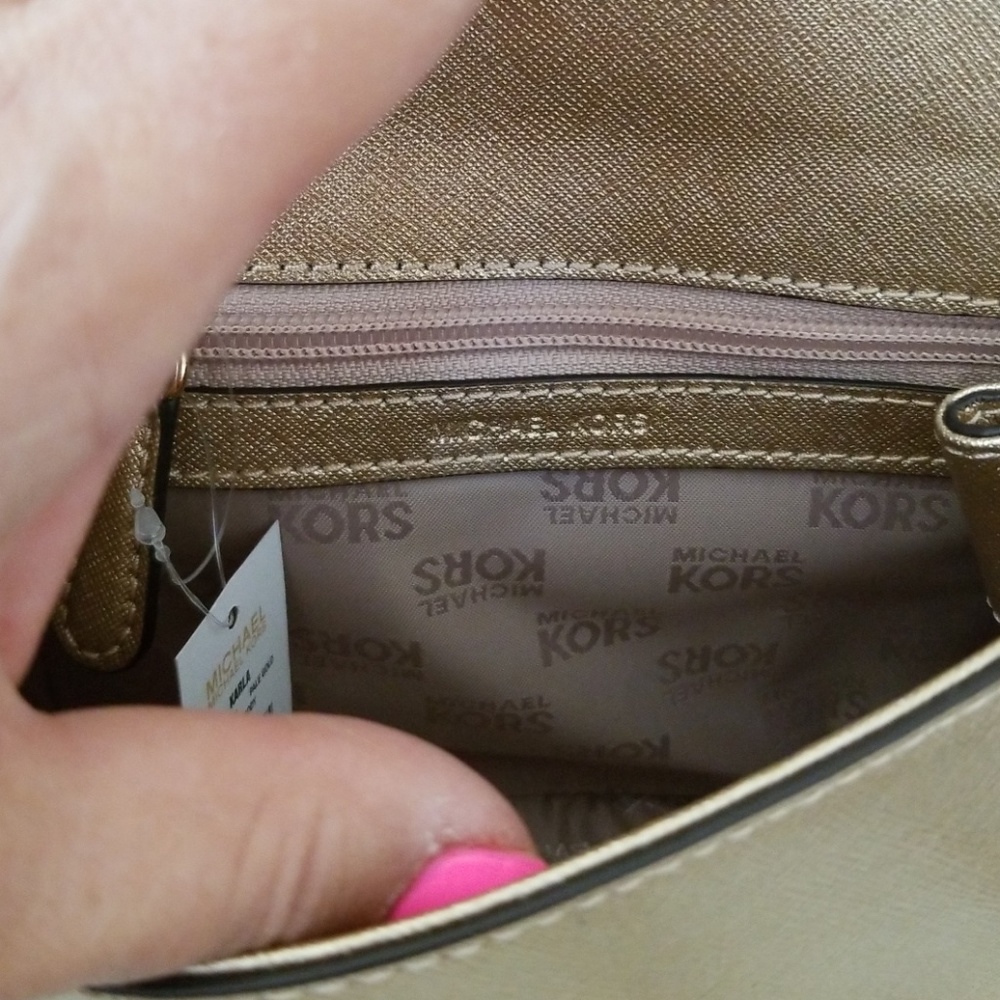 Michael Kors Gold Studded Crossbody Handbag - Picture 5 of 8